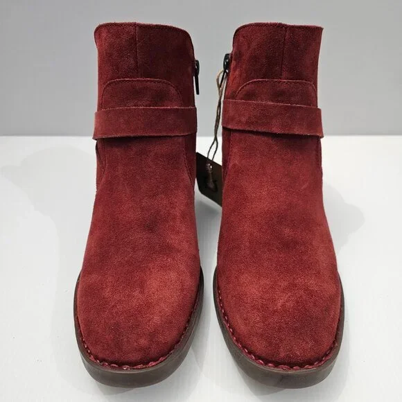 NEW Born Tori Ankle Bootie Western Dark Red Suede Leather Size 8 - Picture 6 of 14